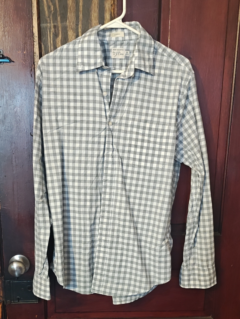 Light Gray Check Cotton Mens Shirt - J Crew